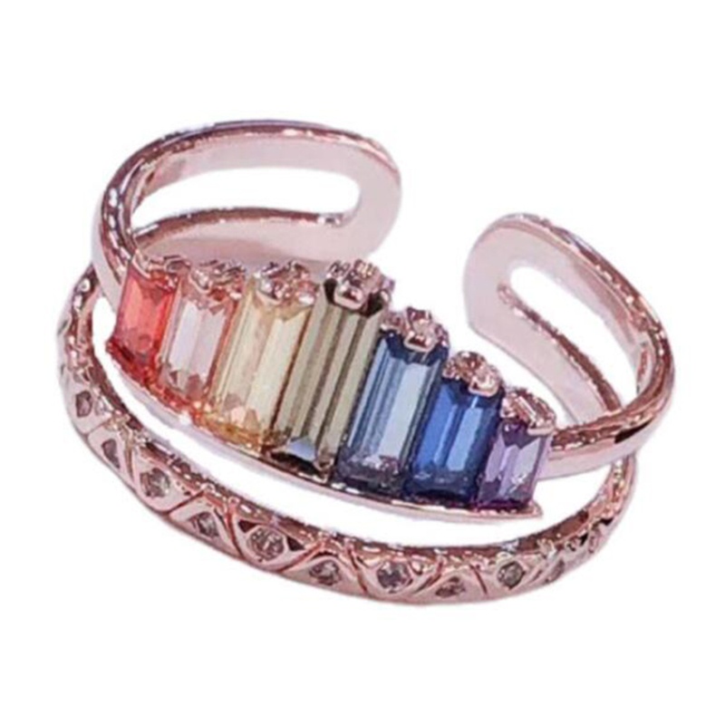 Nhẫn Pha Lê Hình Vương Miện Màu Cầu Vồng Có Thể Điều Chỉnh Kích Cỡ Dành Cho Nữ