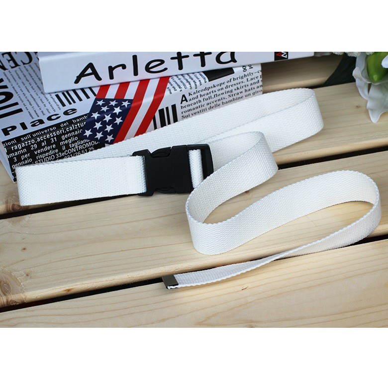Thắt lưng BROO vải canvas ulzzang unisex đầu khóa bấm thời trang Hàn Quốc, dây nịt vải dù nam nữ