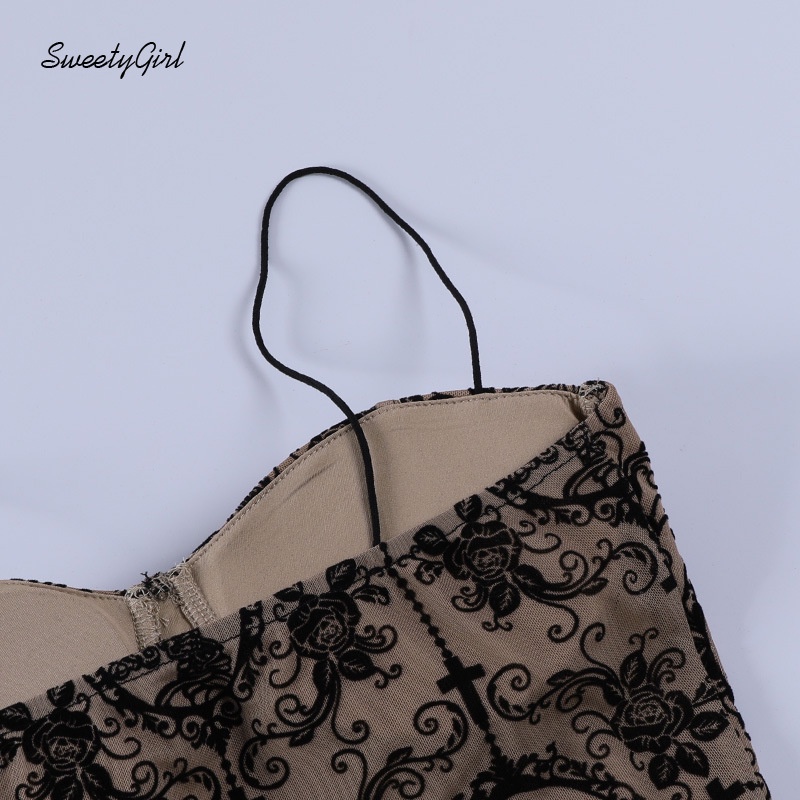 Áo Hai Dây Dệt Hoa Hở Lưng Dáng Ôm Thời Trang Quyến Rũ Cho Nữ