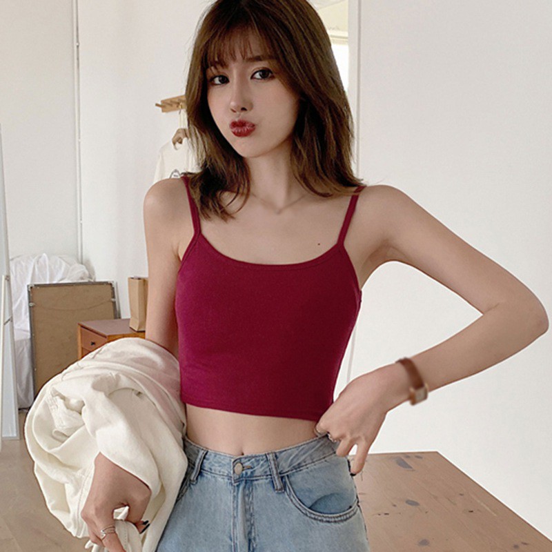 Áo hai dây ôm màu trơn quyến rũ thời trang dành cho nữ