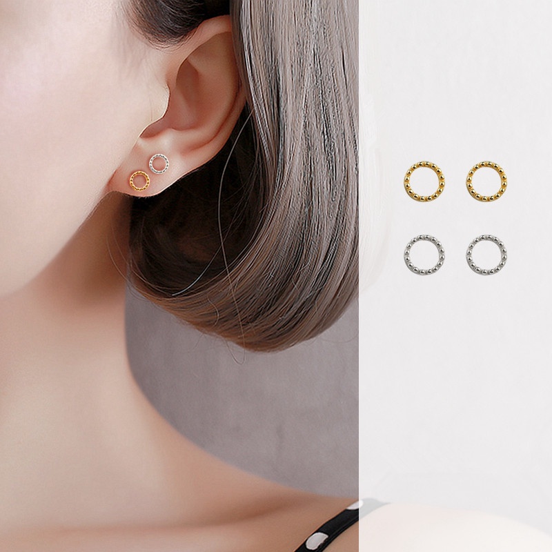 Đôi Bông Tai Mạ Bạc 925 Hình Tròn Thời Trang Cho Nữ