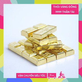 Vàng Thần Tài thỏi vàng nén 9999 mạ vàng thờ Thần Tài cầu tài lộc - Thỏi 3x0,7cm