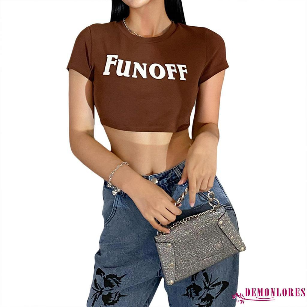 Áo Lửng Ngắn Tay In Chữ Thời Trang Cho Nữ