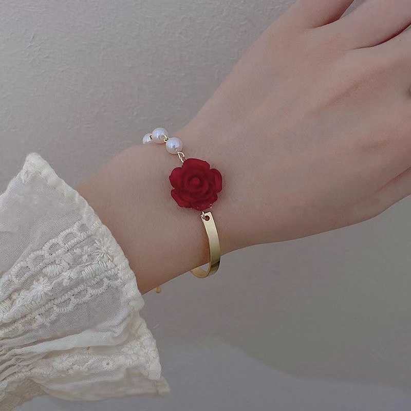 Vòng tay nữ hoa hồng hai màu xinh xắn dễ thương phong cách lolita mẫu mới VT72