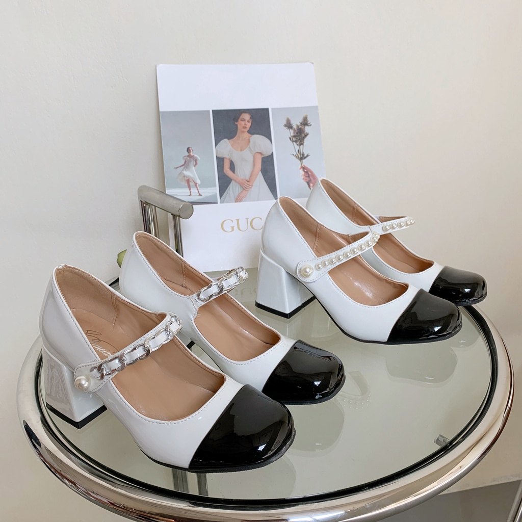 Giày cao gót đế vuông quai ngọc thời trang 6cm 𝓷𝓬𝓼𝓽𝓸𝓻𝓮 D19