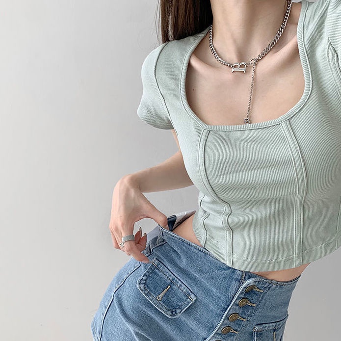 Áo Croptop Tay Ngắn Cổ Vuông JL-TX-292