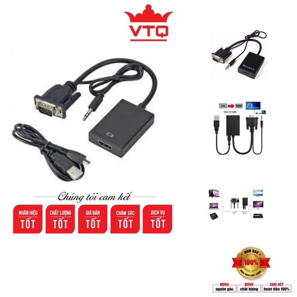 Dây cáp chuyển đổi VGA ra HDMi AV có âm thanh.Bảo hành 6 tháng.shopphukienvtq