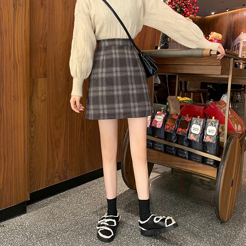 Chân Váy Chữ A Lưng Cao Họa Tiết Sọc Caro Phong Cách Chic | BigBuy360 - bigbuy360.vn