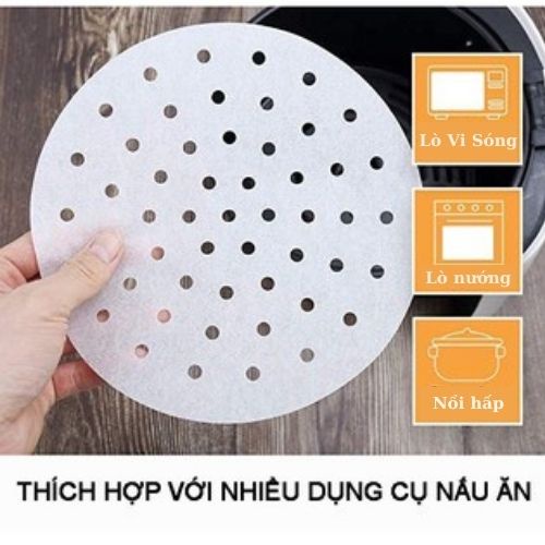 Giấy nướng nồi chiên không dầu nhiều size, giấy tròn lỗ vuông lỗ