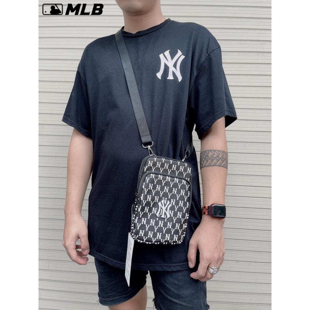 Túi đeo chéo mini logo MLB NY, B chất polyester xịn, dây đeo tháo rời khoá kim loại thời trang. Đầy đủ tem tag