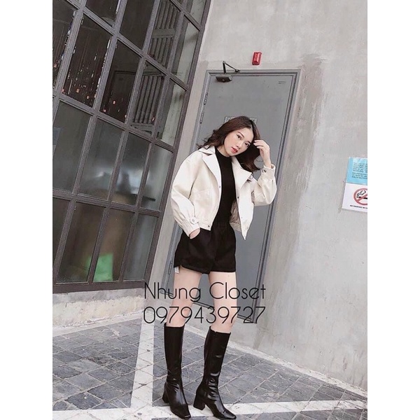 Áo da dáng rộng khuy tay siêu đẹp | BigBuy360 - bigbuy360.vn