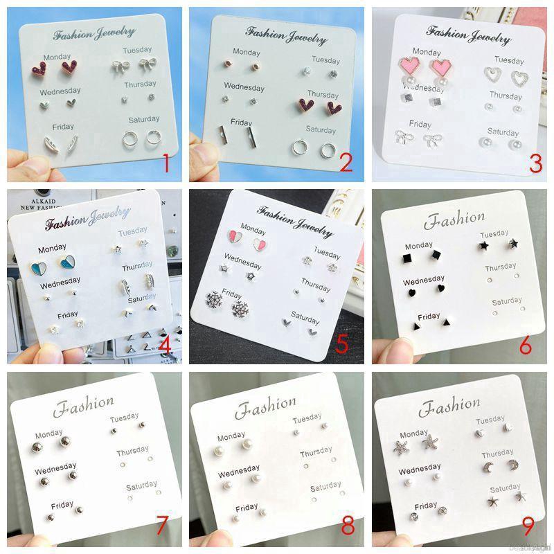 Set khuyên tai nhỏ xinh nhiều kiểu tùy chọn thời trang cho nữ Heart-shape Stud Earrings Set
