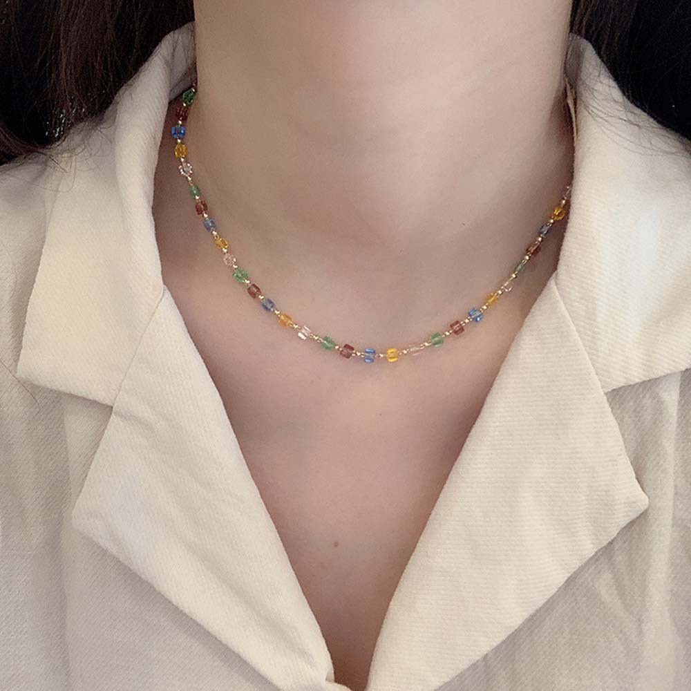 Vòng cổ choker đính hạt đơn giản nhiều màu thời trang Hàn Quốc cho nữ