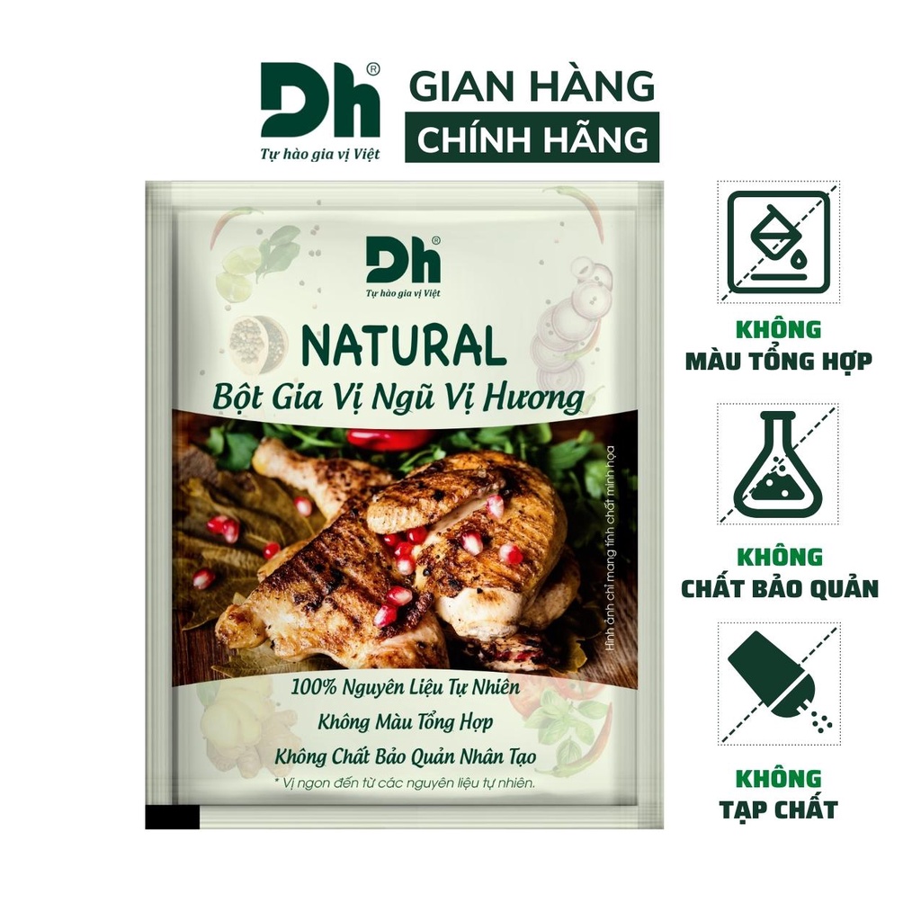 Bột gia vị ngũ vị hương Natural DH Foods ướp thịt nêm sẵn thành phần tự nhiên gói 10gr - DHGVT78