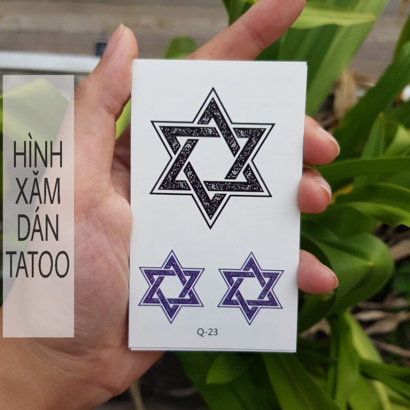 Hình xăm ký hiệu q23. Xăm dán tatoo mini tạm thời, size &lt;10x6cm