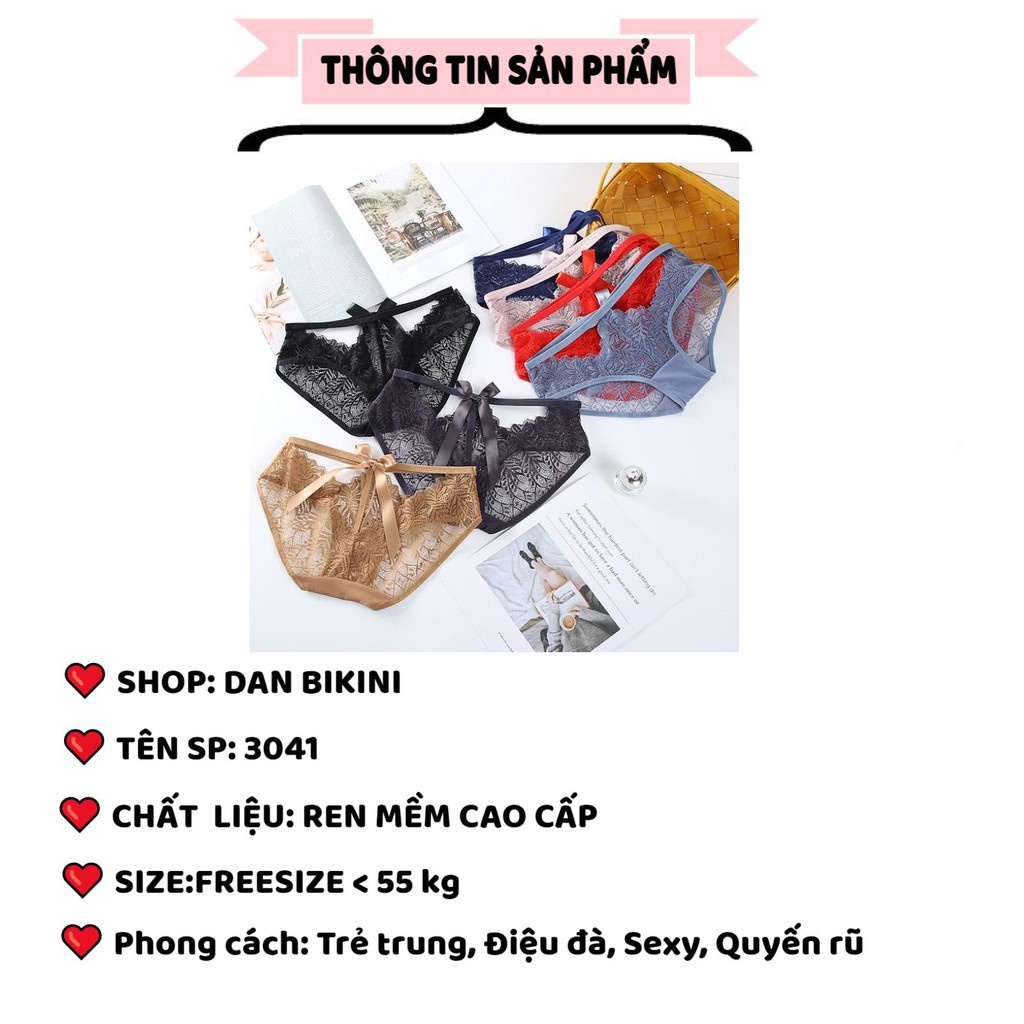 Quần Lót Nữ Ren Sexy Cao Cấp mềm mại phối họa tiết lá cá tính sexy mẫu 3041