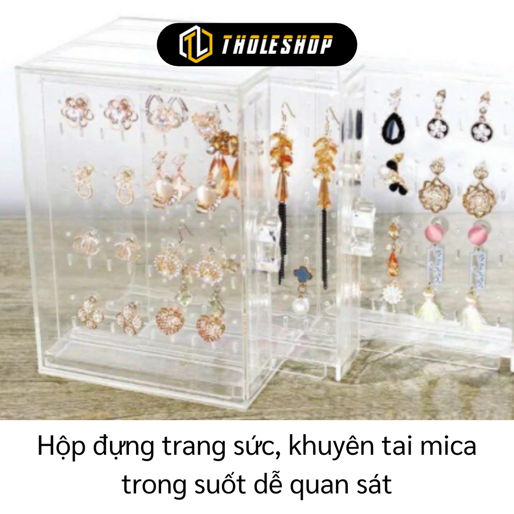 Hộp Đựng Trang Sức - Hộp Treo Khuyên Tai, Hoa Tai 3 Ngăn Chống Bụi 9067