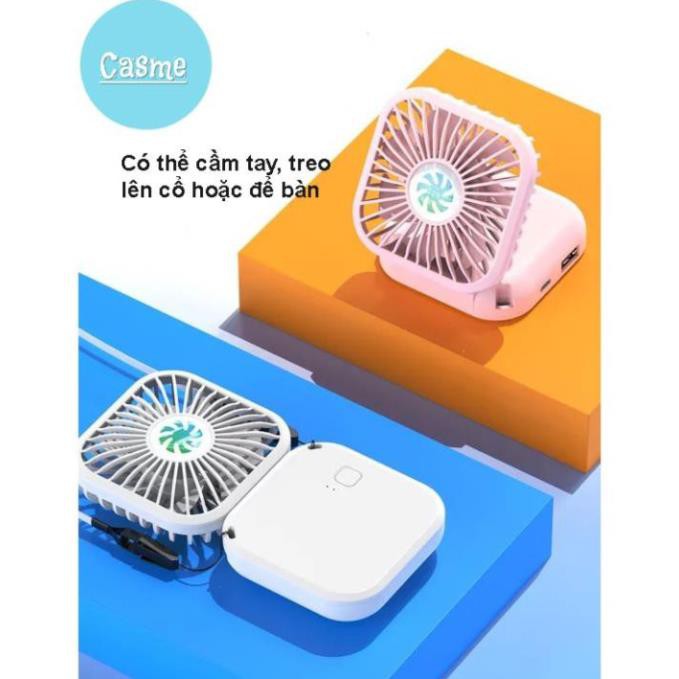 Quạt mini cầm tay, có dây đeo cổ, để bàn, gấp gọn tiện lợi mang đi làm, đi chơi