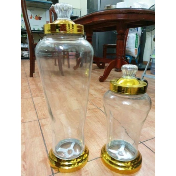 #Rẻ vô địch# Bình thủy tinh ngâm sâm, ngâm thuốc, rễ quý nắp vàng, dáng eo, núm thủy tinh 1,5L , 3L, 4L, 6L, 8L-ảnh thật