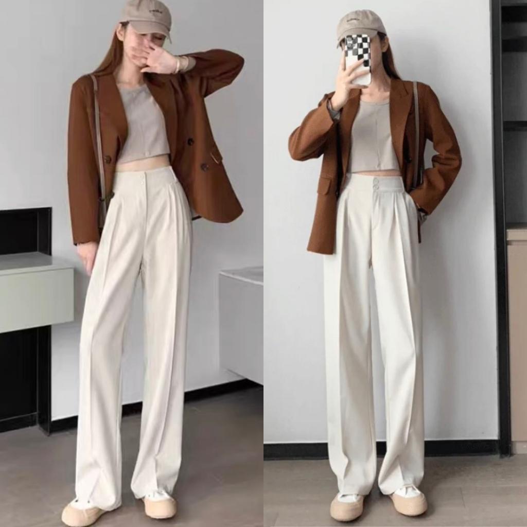 Quần Tây Ống Rộng 2 Cúc Cạp Cao Trend 2022