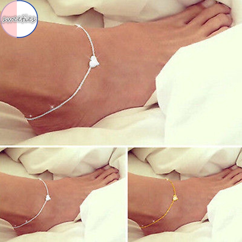 Lắc Chân Mặt Hình Trái Tim Thời Trang Cho Nữ