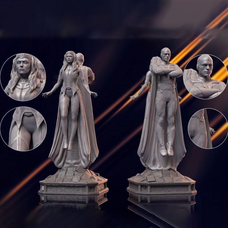 Mô Hình Wanda X Vision Marvel Bằng Chất Liệu Nhựa Resin - Cao 18cm
