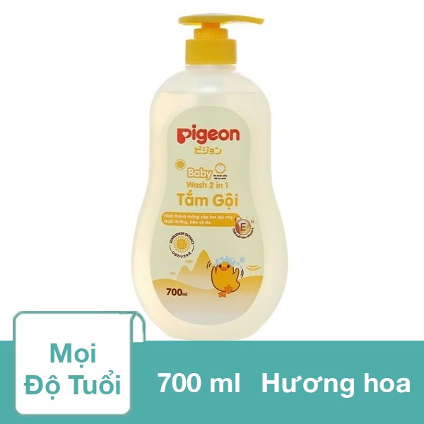 Tắm Gội Pigeon, Sữa tắm gội Toàn Thân Cho Bé 2 in 1 700ml (Mẫu Mới)
