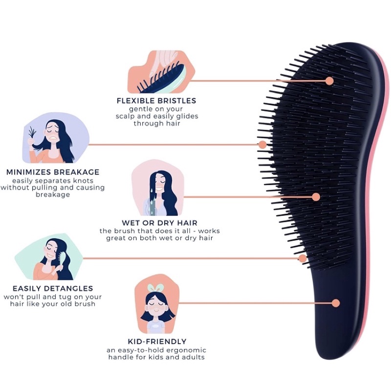 Lược gỡ rối khô ướt dành cho mọi loại tóc bé và mẹ đều thích Crave Naturals Glide Thru Detangling Brush USA