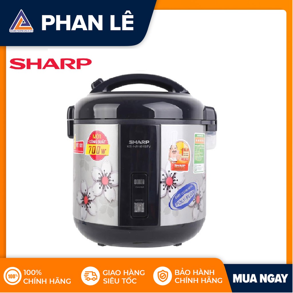 [Mã ELHADEV giảm 4% đơn 300K] Nồi cơm điện nắp gài Sharp KS-NR181STV-SS