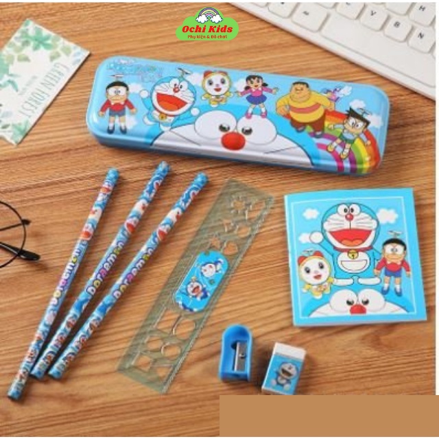 Bộ dụng cụ học tập, set 8 chi tiết đồ dùng học tập cho bé trai gái tiểu học Ochi kids