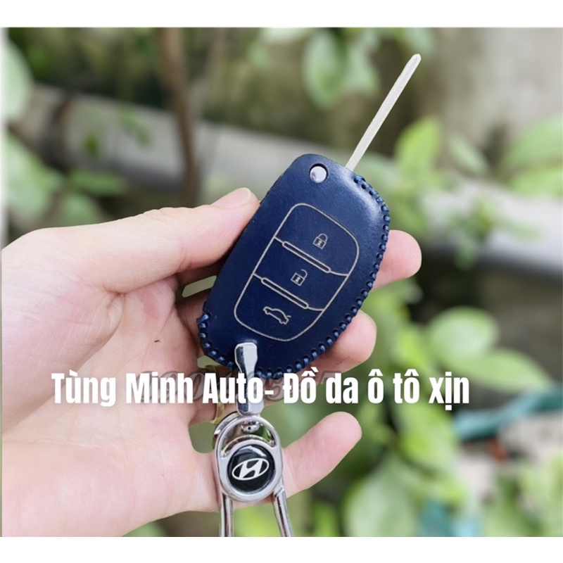 Bao Da Chìa Khóa Hyundai I10, Elantra, Tucson, Accent,solati chìa gập điện, bọc chìa khoá da thật , khắc tên sđt
