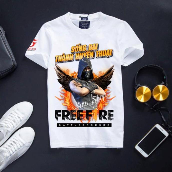 [Sale] Áo Thun Free Fire Cotton Màu Trắng - NinJa