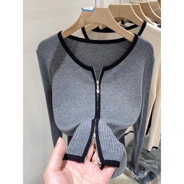 Áo len tăm khoá trước xinh xắn- mẫu hot 2022 cam kết hàng đẹp như hình