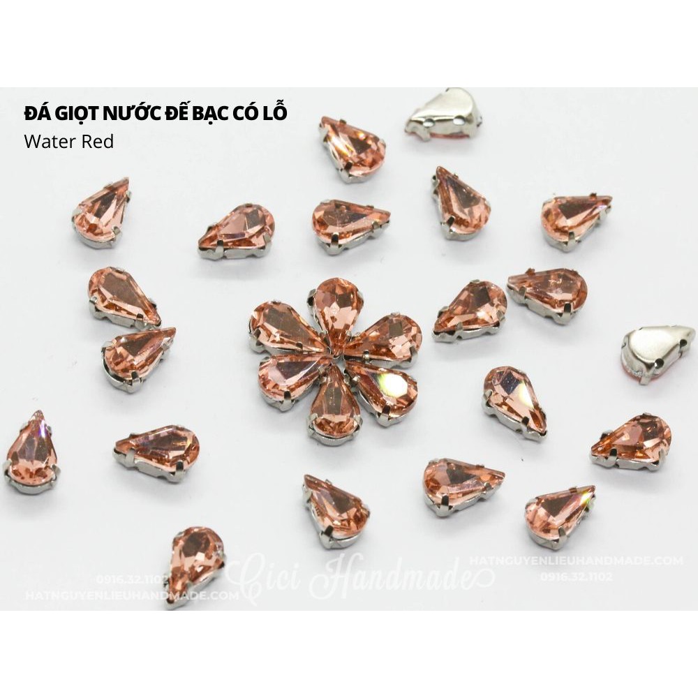 Set 10 hạt đá giọt nước nhọn đế bạc lỗ khâu link1/2 (màu 1-12) Cici Handmade chuyên hạt đá hạt pha lê hạt cườm hạt trang