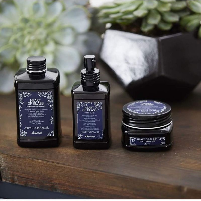 Dầu gội xả hấp Davines Heart Of Glass Silkening làm sạch tóc màu vàng sáng 250ml