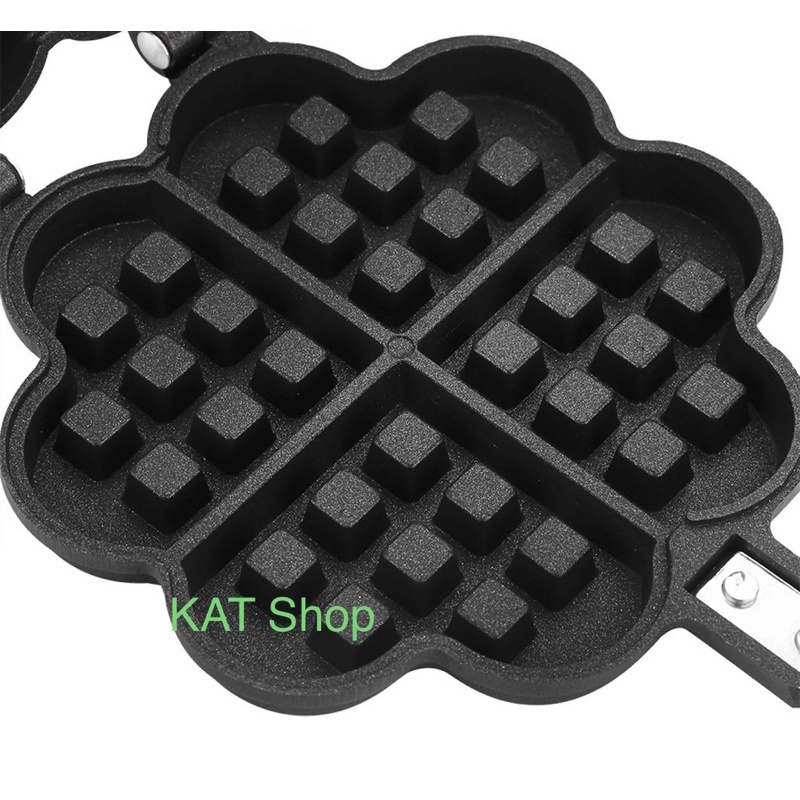 Khuôn Bánh Kẹp - Waffle - Hoa - Trái Tim - Chống Dính - Dùng Bếp Gas Than