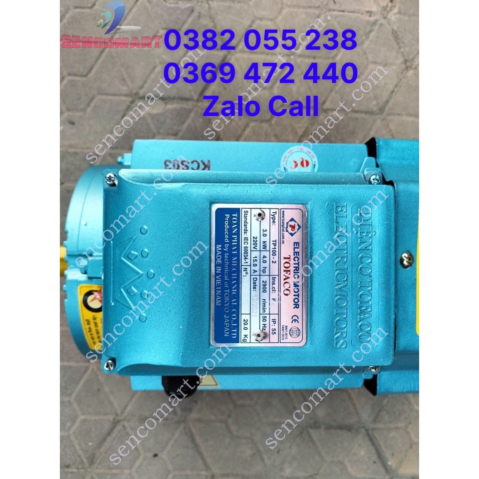 Mô tơ động cơ Toàn Phát 3kw , nặng 20kg dùng dòng điện 1 pha 220v