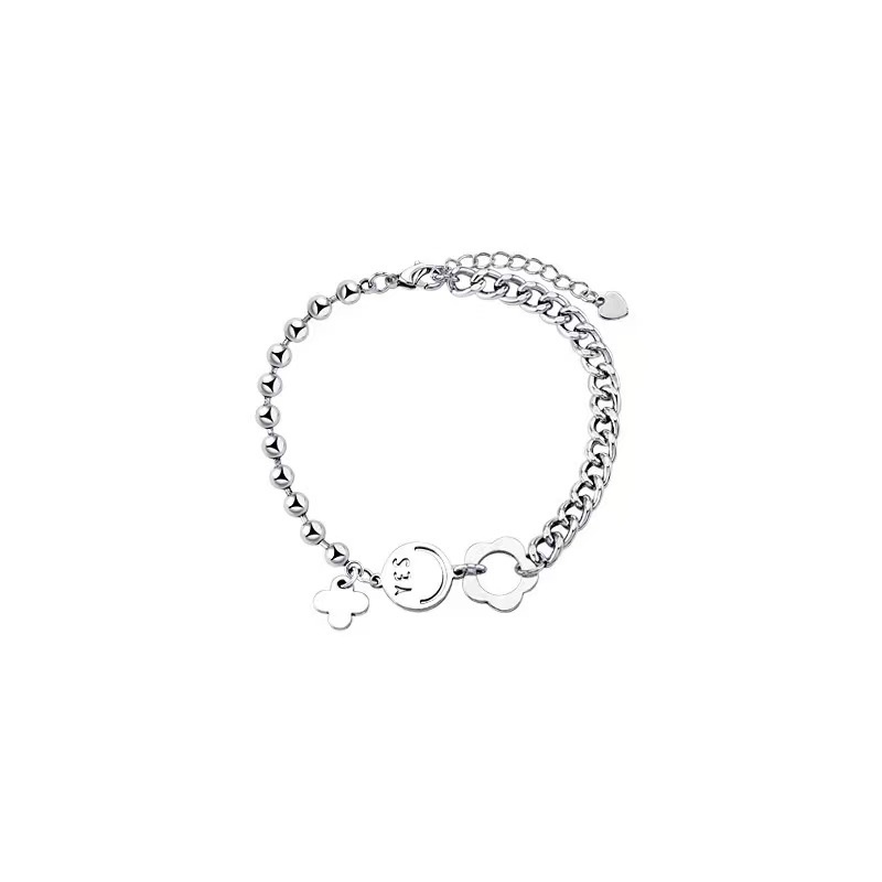 Vòng Tay Dây Xích Mặt Hoa Mặt Cười Đơn Giản Thời Trang Phong Cách Hàn Quốc Cho Nữ