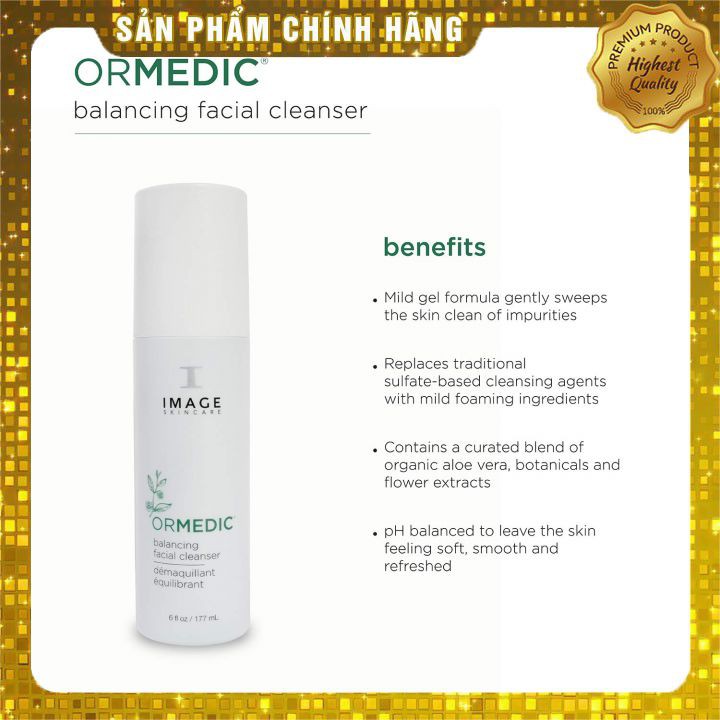 Sữa rửa mặt Image Skincare ⚡ HÀNG AUTH ⚡ Gel rửa mặt cân bằng da - ORMEDIC Balancing Facial Cleanser 177ml