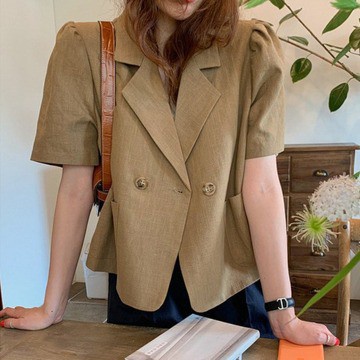 Áo khoác vest tay phồng ngắn phong cách Hàn Quốc thời trang hè cho nữ