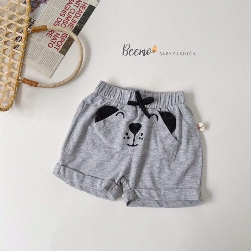 Quần bé trai Beemo cotton đáp gấu cho bé từ 9-22kg-22Q051