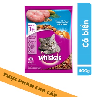 Thức ăn hạt khô cho mèo WHISKAS vị cá biển túi 400g (1 gói)