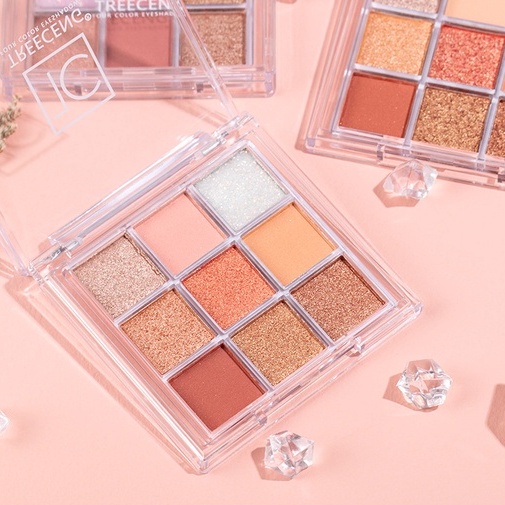 Bảng phấn mắt mini 9 ô vuông nội địa trung IC EECK STYLENANDA nhiều tone màu nhũ kim tuyến makeup đôi mắt quyến rũ
