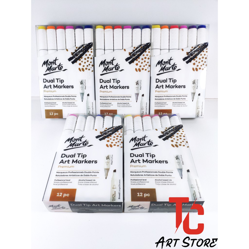 Bộ Bút MARKERS MONT MARTE 12/24 Màu – Dual Tip Art Markers Mont Marte MMPM0022