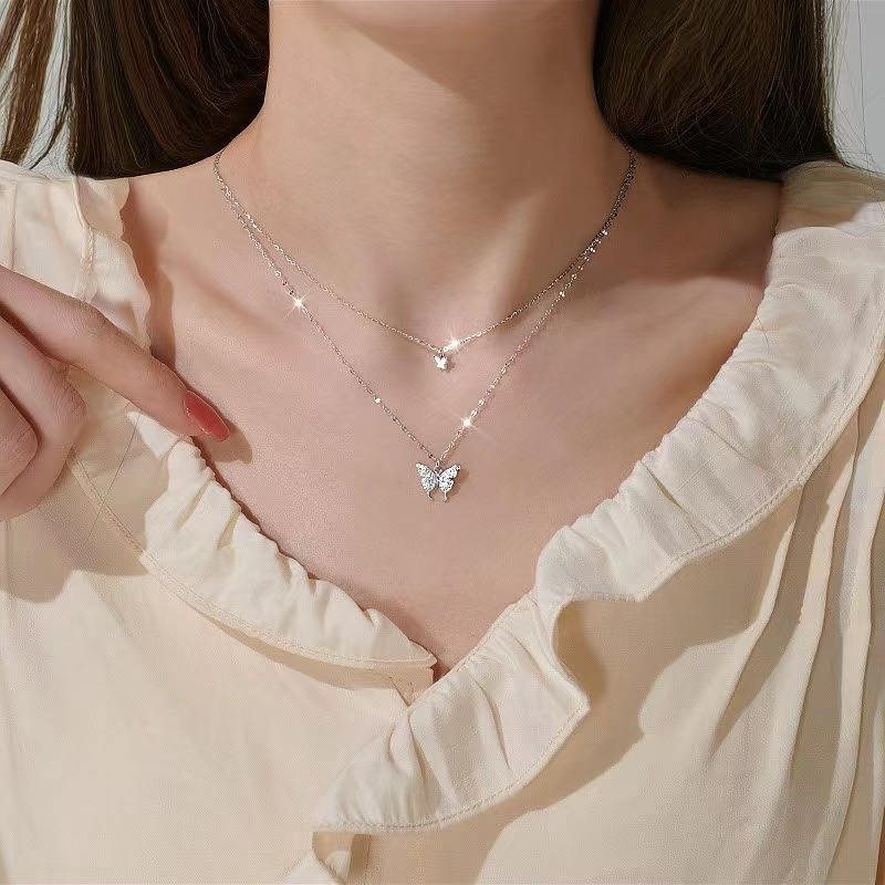 Vòng cổ Mặt Hình Bướm Đính Đá Pha Lê Ngọt Ngào