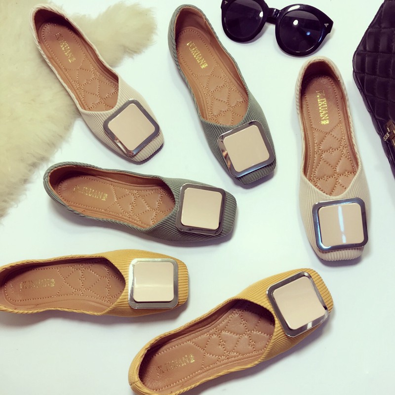 Giày Búp Bê Mũi Vuông Đính Khóa Kim Loại Thời Trang Cho Nữ | BigBuy360 - bigbuy360.vn