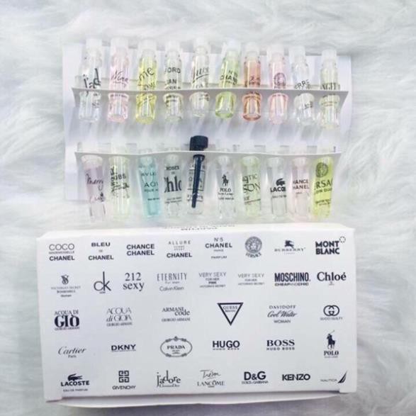Sét 20 Chai Nước Hoa Mẫu Thử - nước hoa mini nhiều hương thơm cao cấp | Thế Giới Skin Care