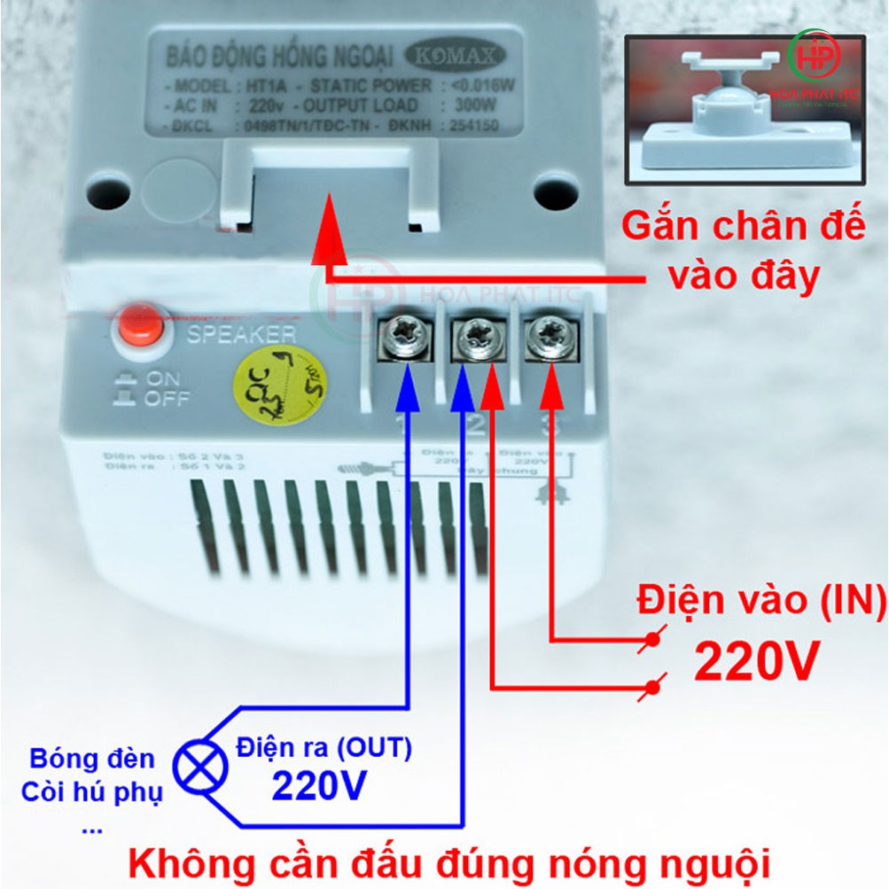 Báo động hồng ngoại HT1A dùng điện 220v Hỗ trợ còi hú phụ và bóng đền