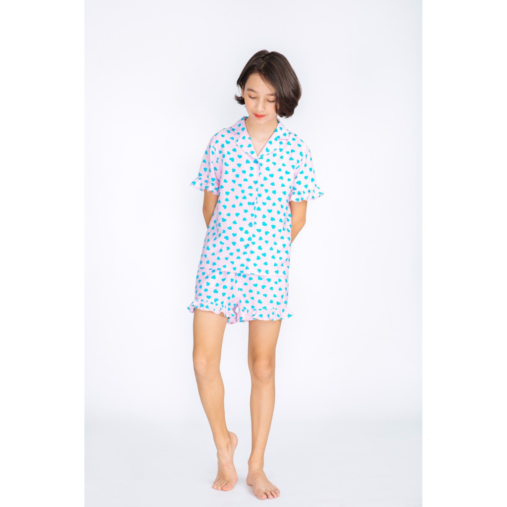 Bộ Pyjama Mặc Nhà Ngắn Tay Bé Gái M.D.K - chất liệu cotton mềm mại, thoáng mát