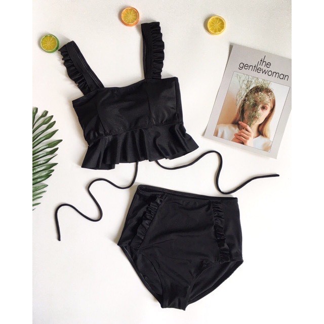 Bikini Đi Biển Bộ Bơi Hai Mảnh Phối Bèo Hàn Quốc Siêu Xinh